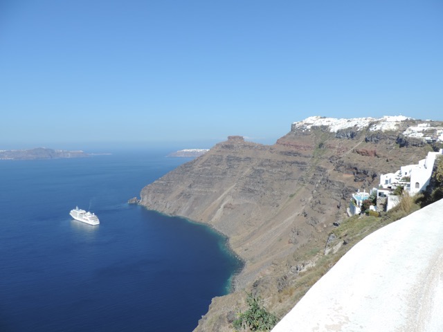 Many cruise ships come but must park out in the Caldera and ...