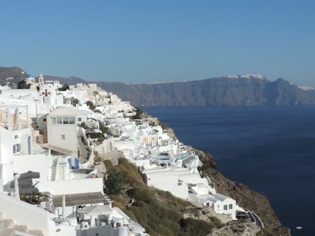 …our favorite place was Oia (Fira is on the cliff at the extreme right)