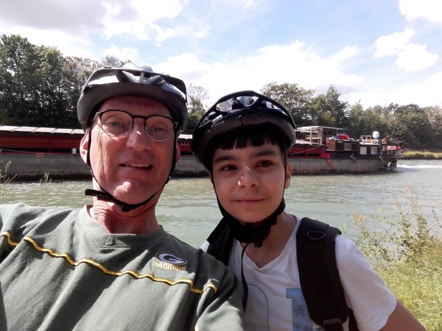 Bike ride along the canal with Syrian Grandson